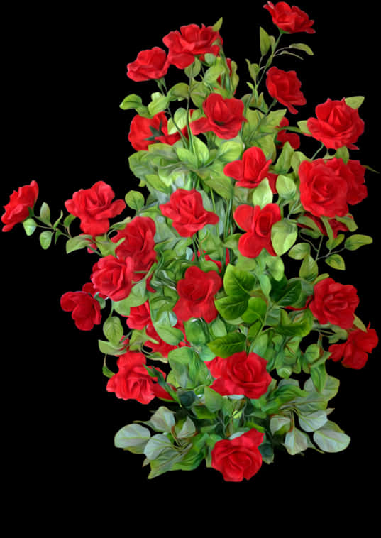 Vibrant Red Rose Bush