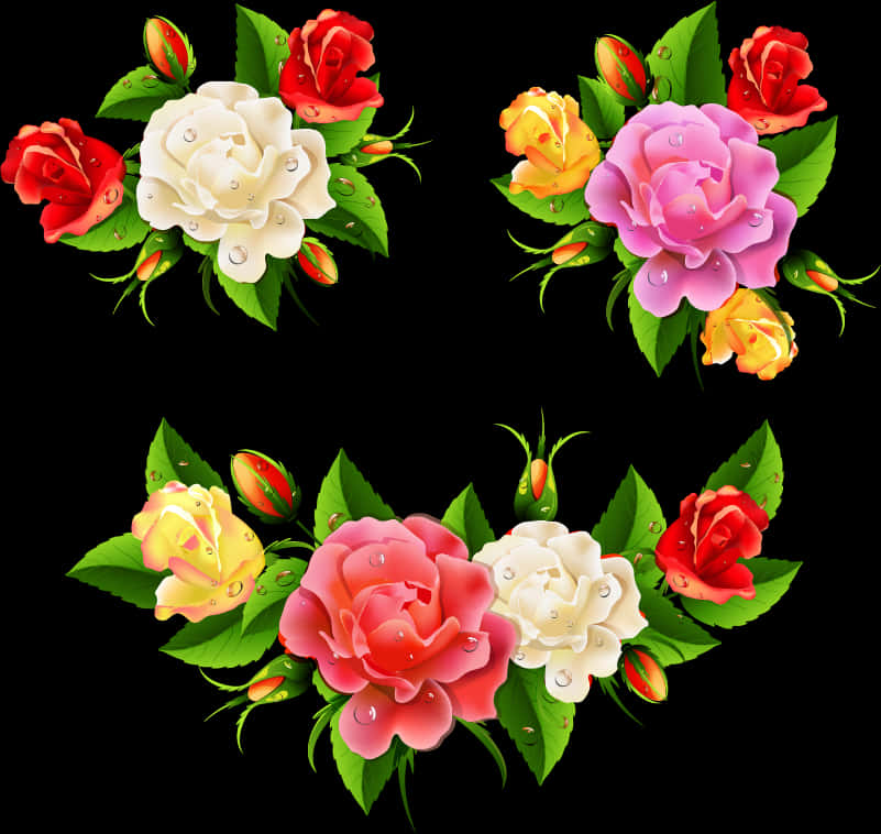 Vibrant_ Roses_ Collection_ Vector