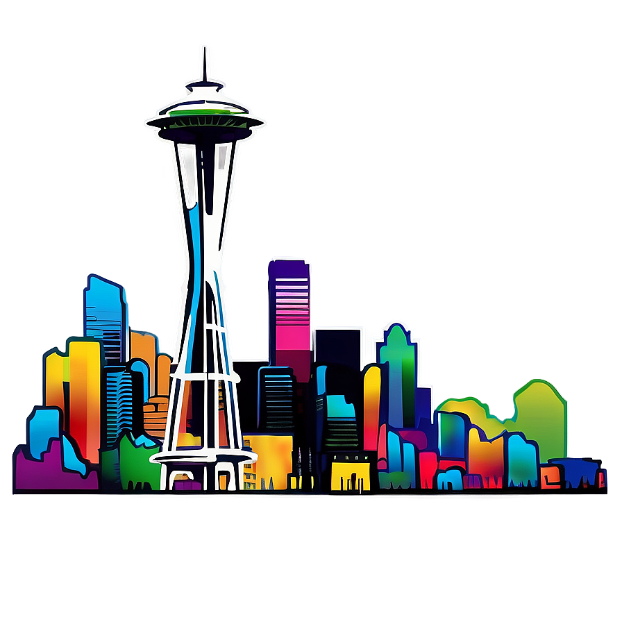 Vibrant Seattle Skyline Art Png 27