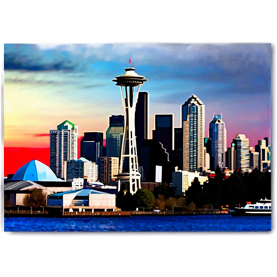 Vibrant Seattle Skyline Art Png Ijd3