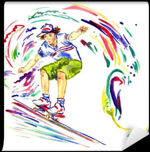 Vibrant Skateboarder Paint Splash