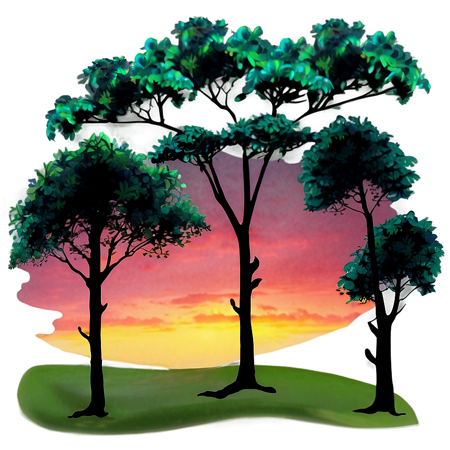 Vibrant Sunset Trees Png 05042024