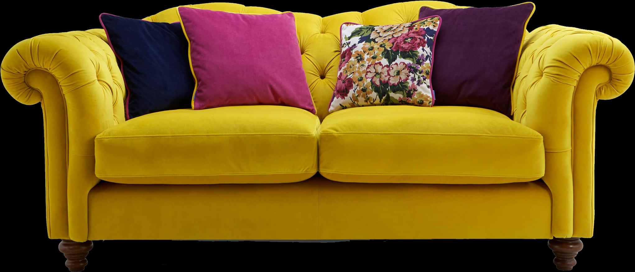 Vibrant Yellow Chesterfield Sofawith Cushions.jpg