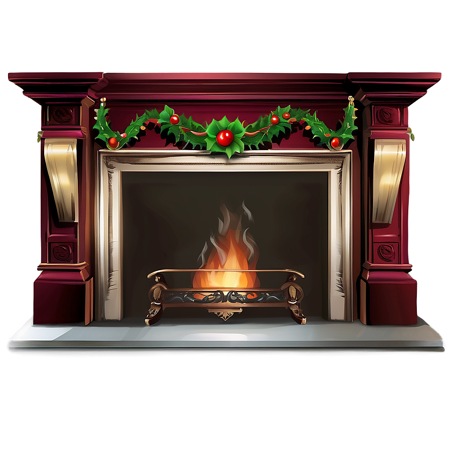 Victorian Christmas Fireplace Png 06262024