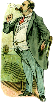 Victorian Gentleman Smoking Illustration