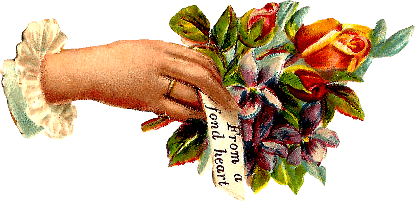 Victorian Hand Holding Roses Vintage