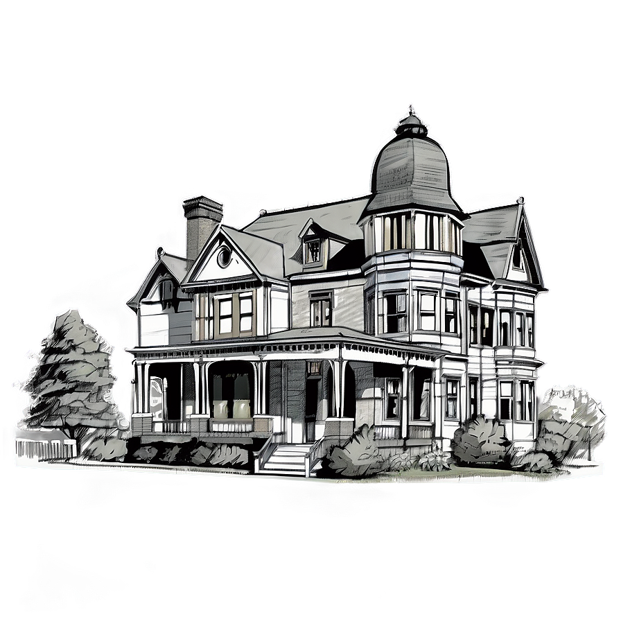 Victorian House Drawing Png 29