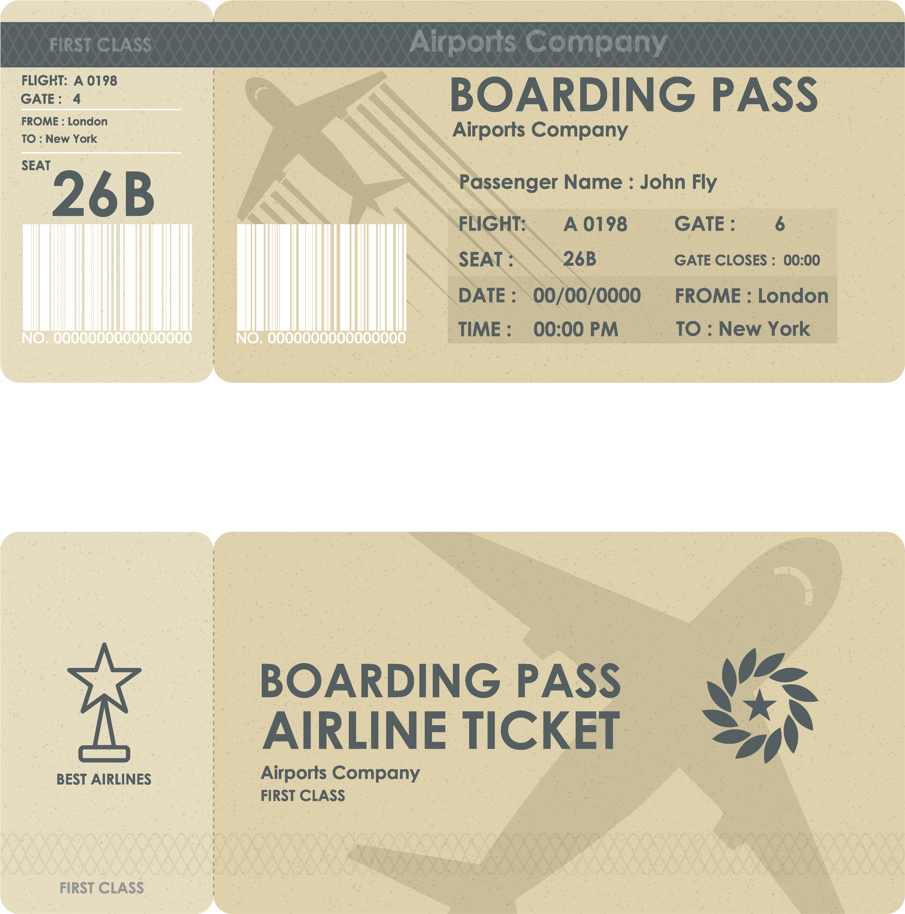 Vintage Airline Boarding Pass Design