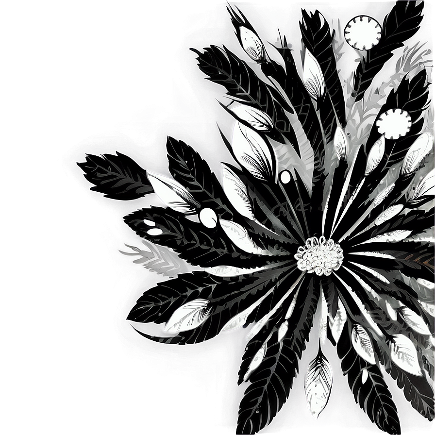 Vintage Black And White Flowers Png 3