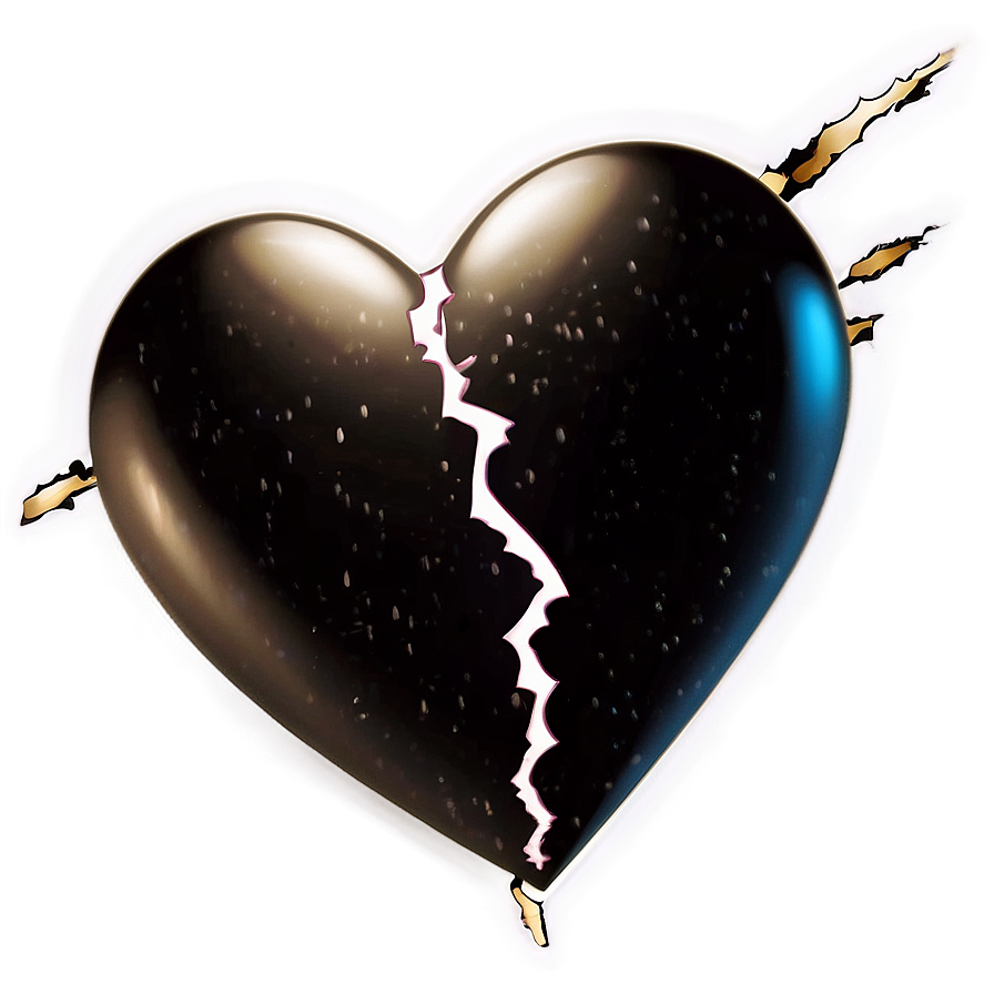 Vintage Black Broken Heart Png 06252024