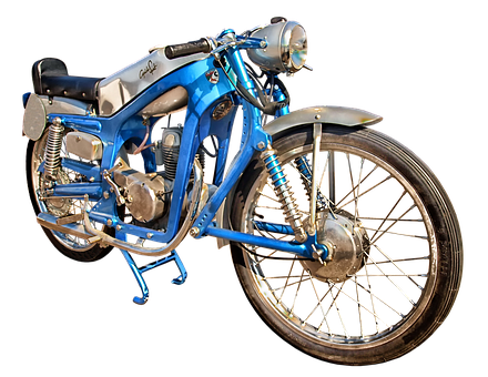 Vintage Blue Motorcycle Isolated