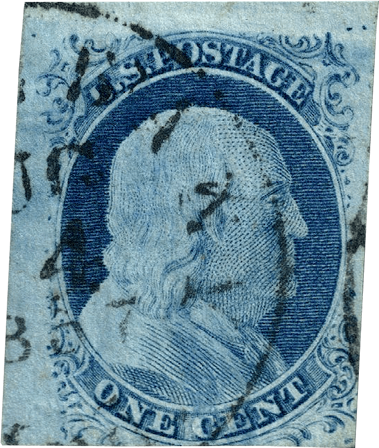 Vintage Blue One Cent Stamp