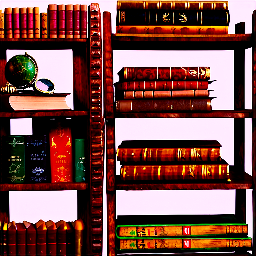 Vintage Books On Shelf Png Wqd