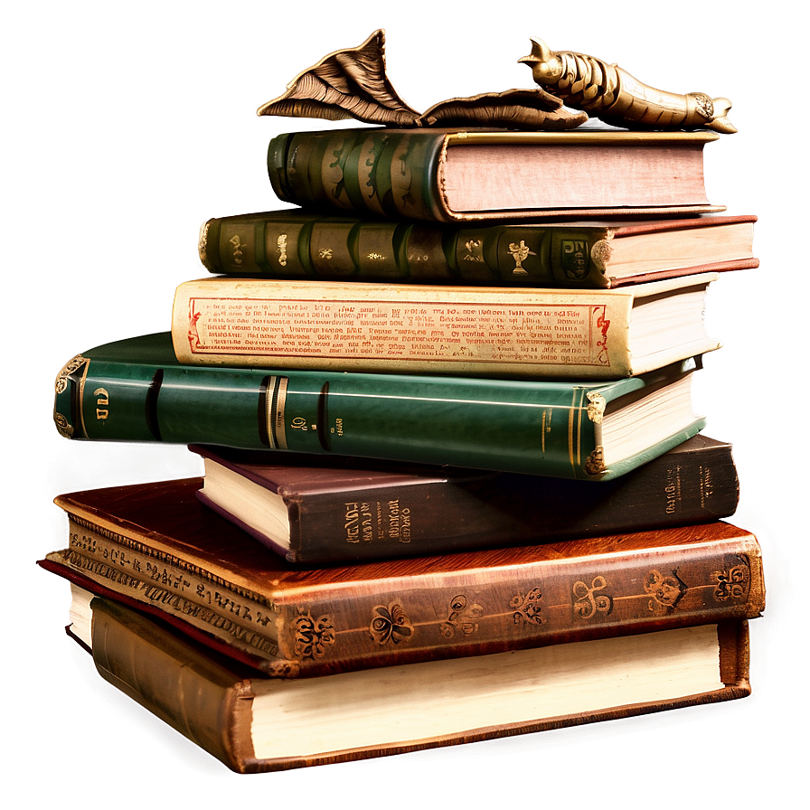 Vintage Books Pile Png Rni13