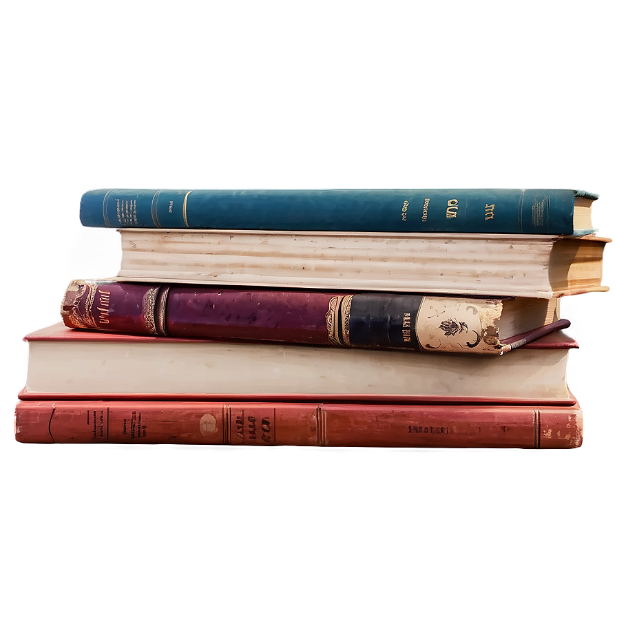 Vintage Books Stack Png 05252024