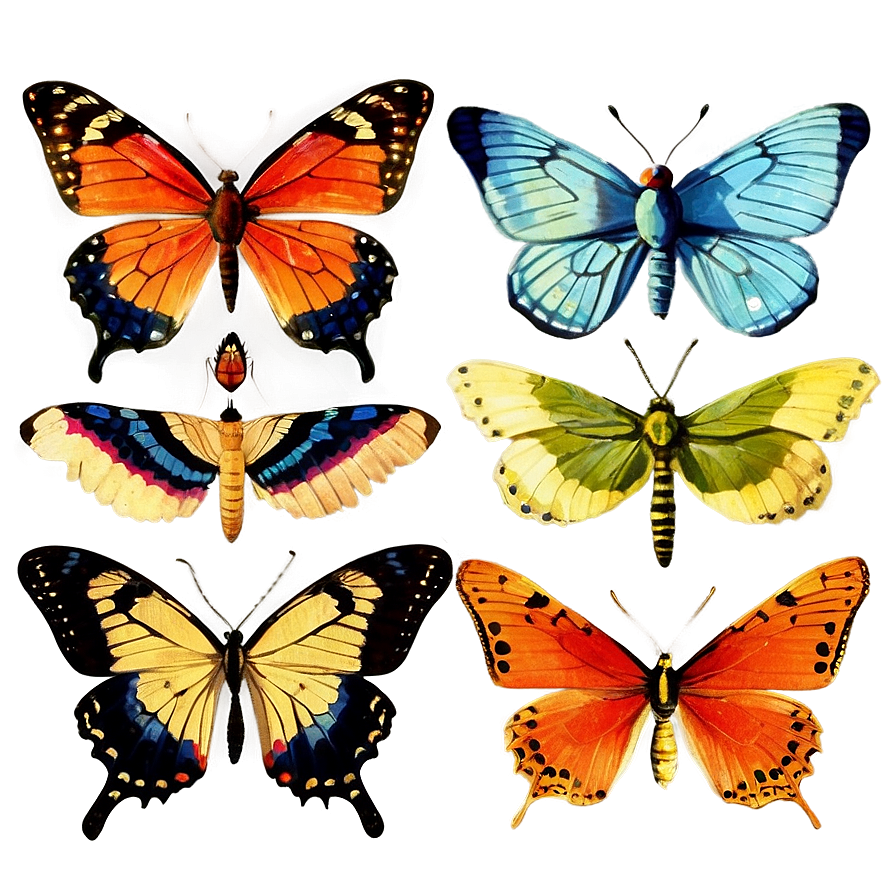 Vintage Butterflies Png Spu