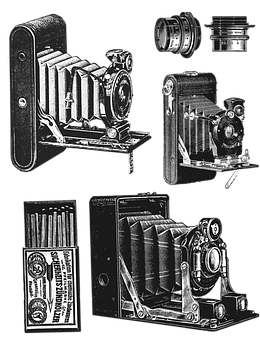 Vintage Camera Collection Blackand White