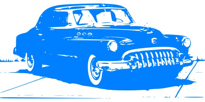 Vintage Car Blue Silhouette