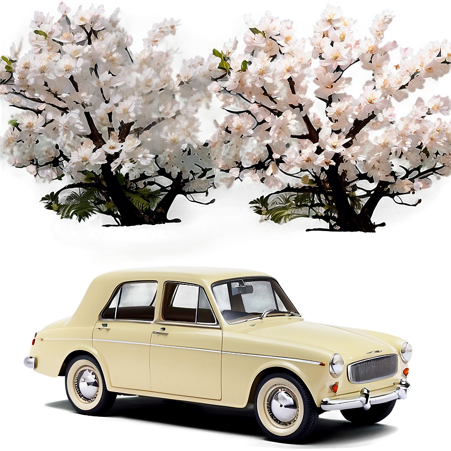 Vintage Car In Spring Blossoms Png 06252024