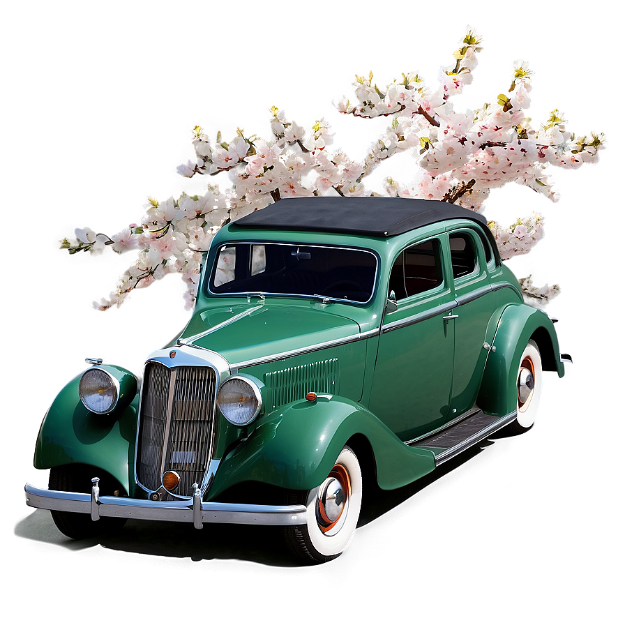 Vintage Car In Spring Blossoms Png 06252024