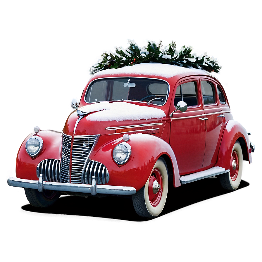 Vintage Car Winter Scene Png 06252024