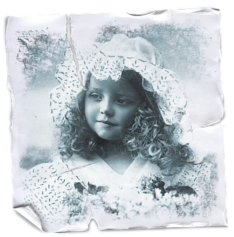 Vintage Child Portrait Damaged Photo