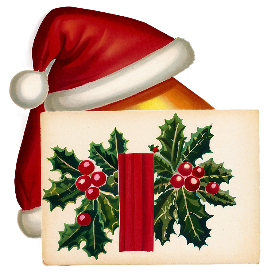 Vintage Christmas Card Png Vxb7