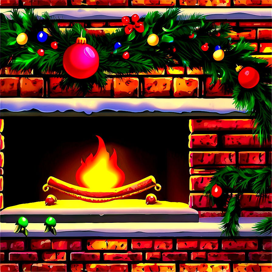 Vintage Christmas Fireplace Scene Png 06262024