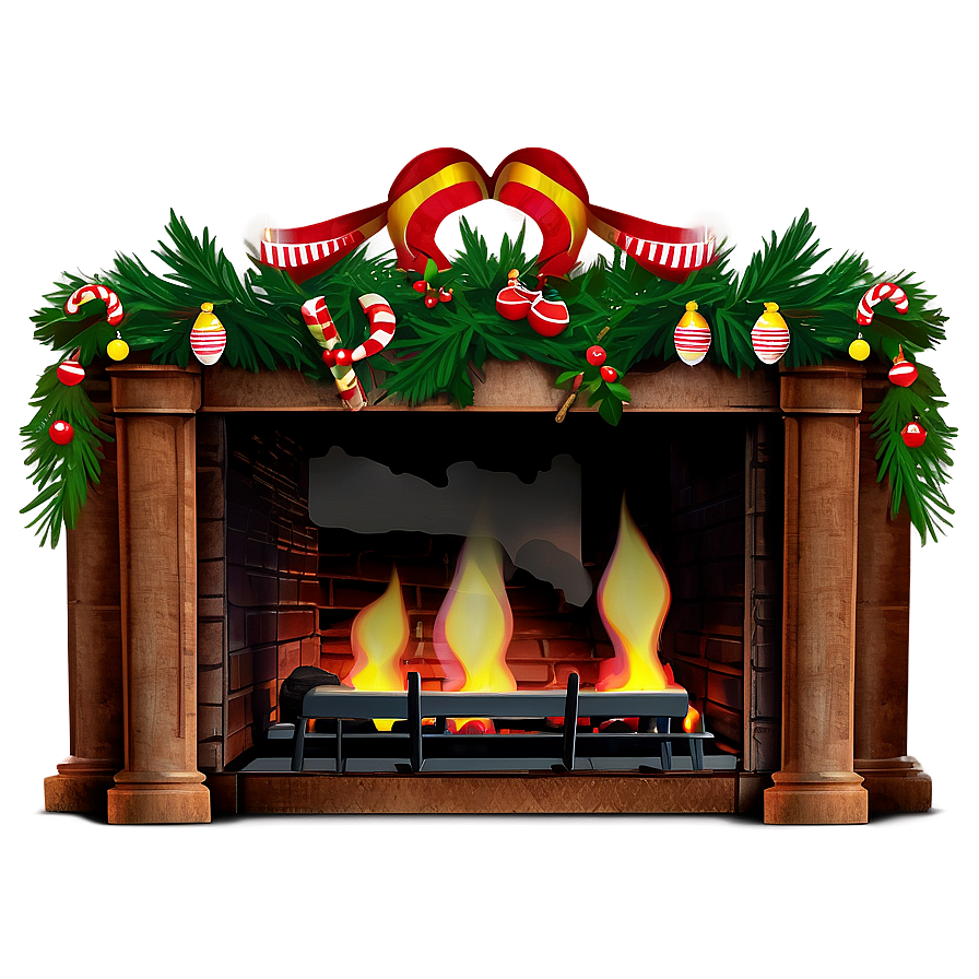 Vintage Christmas Fireplace Scene Png Hjr39