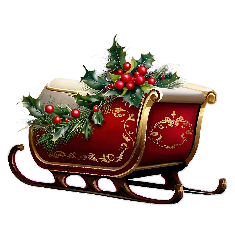 Vintage Christmas Sleigh Png 06292024