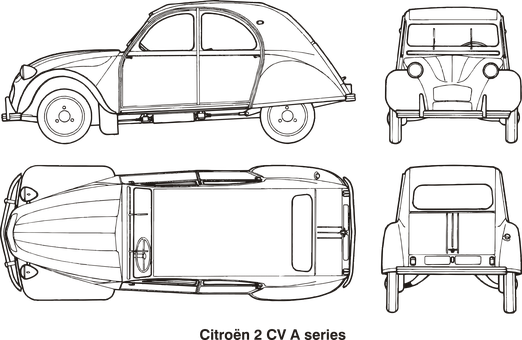 Vintage Citroen2 C V Blueprints