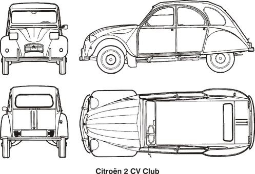 Vintage Citroen2 C V Blueprints