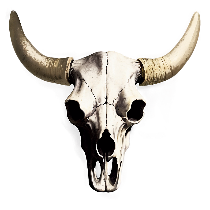 Vintage Cow Skull Drawing Png Kkc