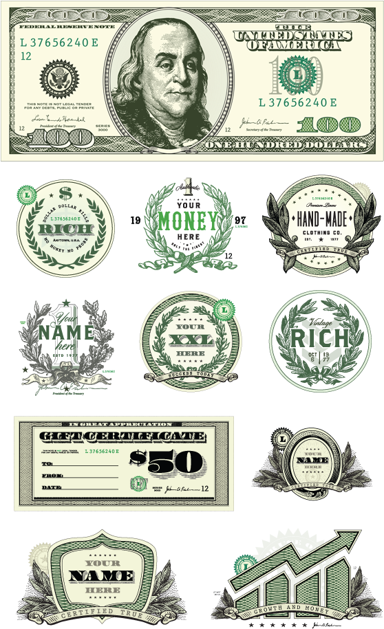 Vintage Dollar Design Elements