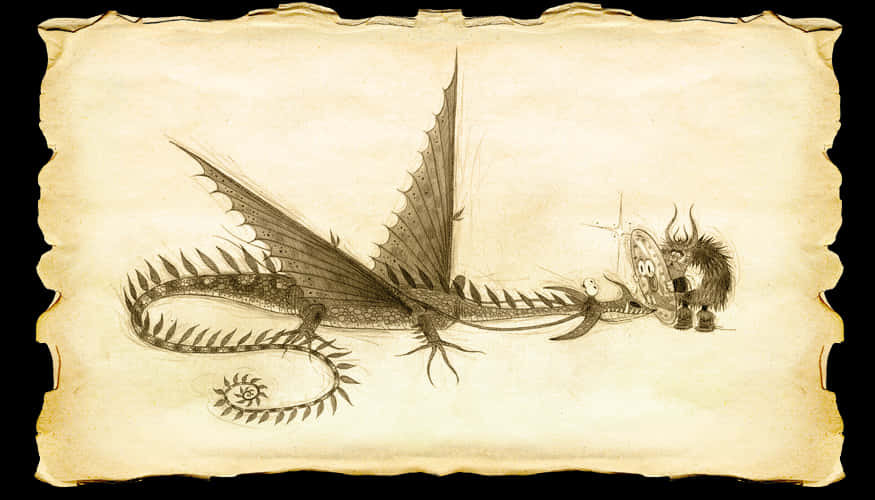 Vintage Dragon Sketch Artwork