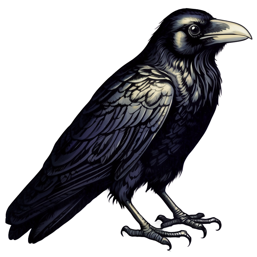 Vintage Engraved Raven Png Uvb