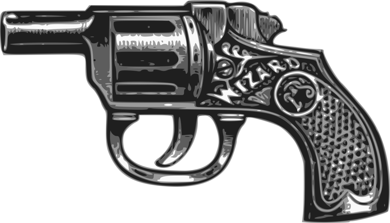 Vintage Engraved Revolver Illustration