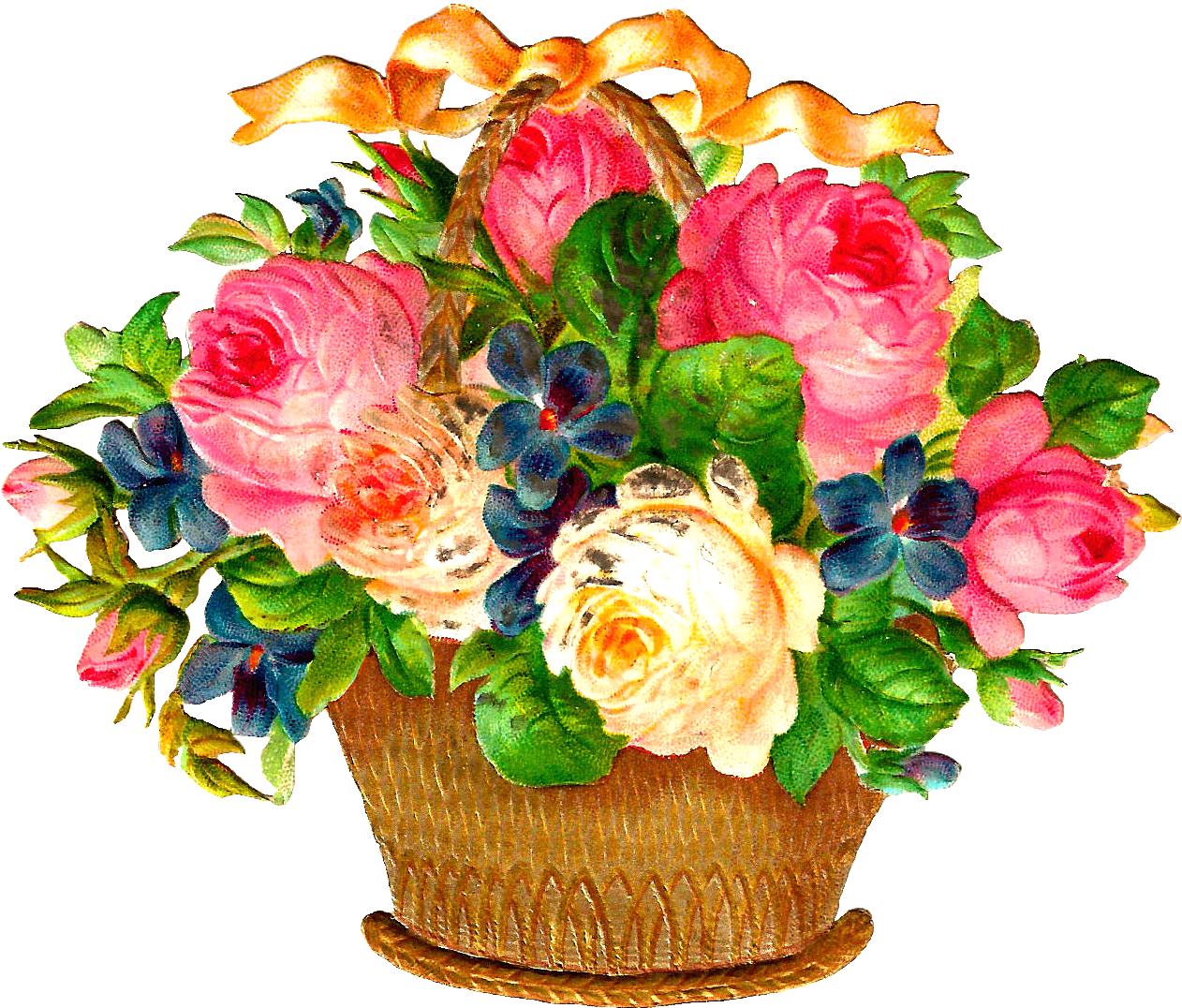 Vintage Floral Basket Arrangement