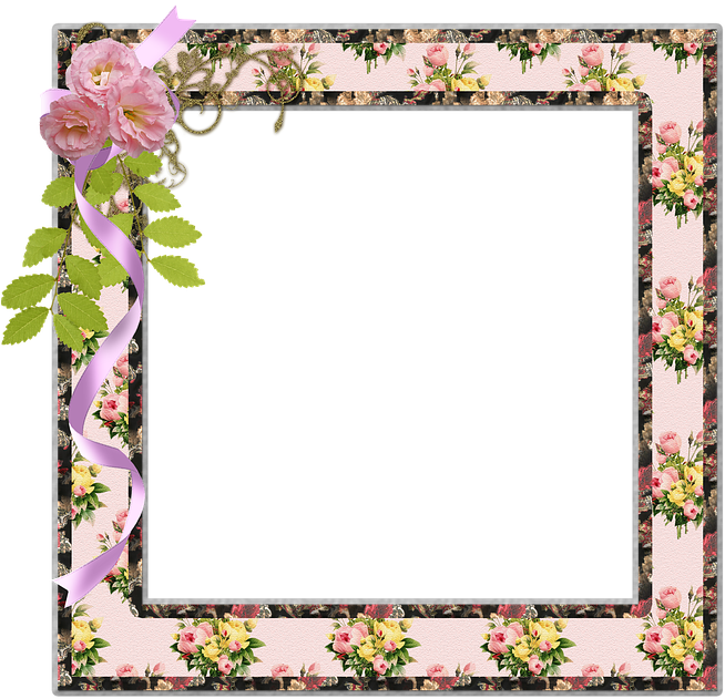 Vintage Floral Framewith Ribbon