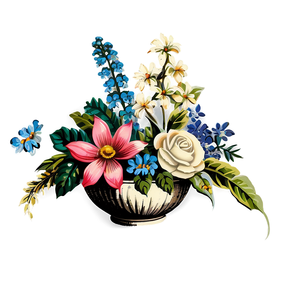 Vintage Flower Arrangement Png Tex94