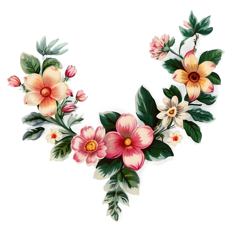 Vintage Flower Border Png 30