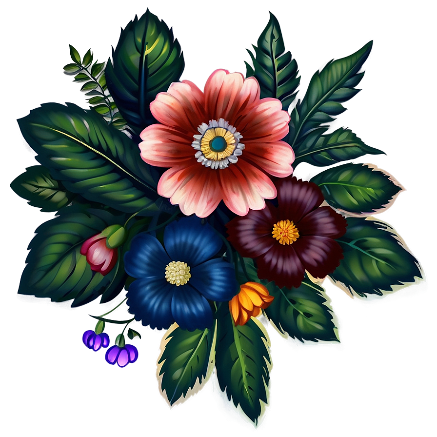 Vintage Flower Emblem Png 06292024