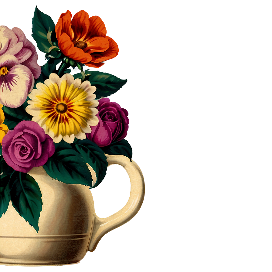 Vintage Flowers In Vase Png Okb40