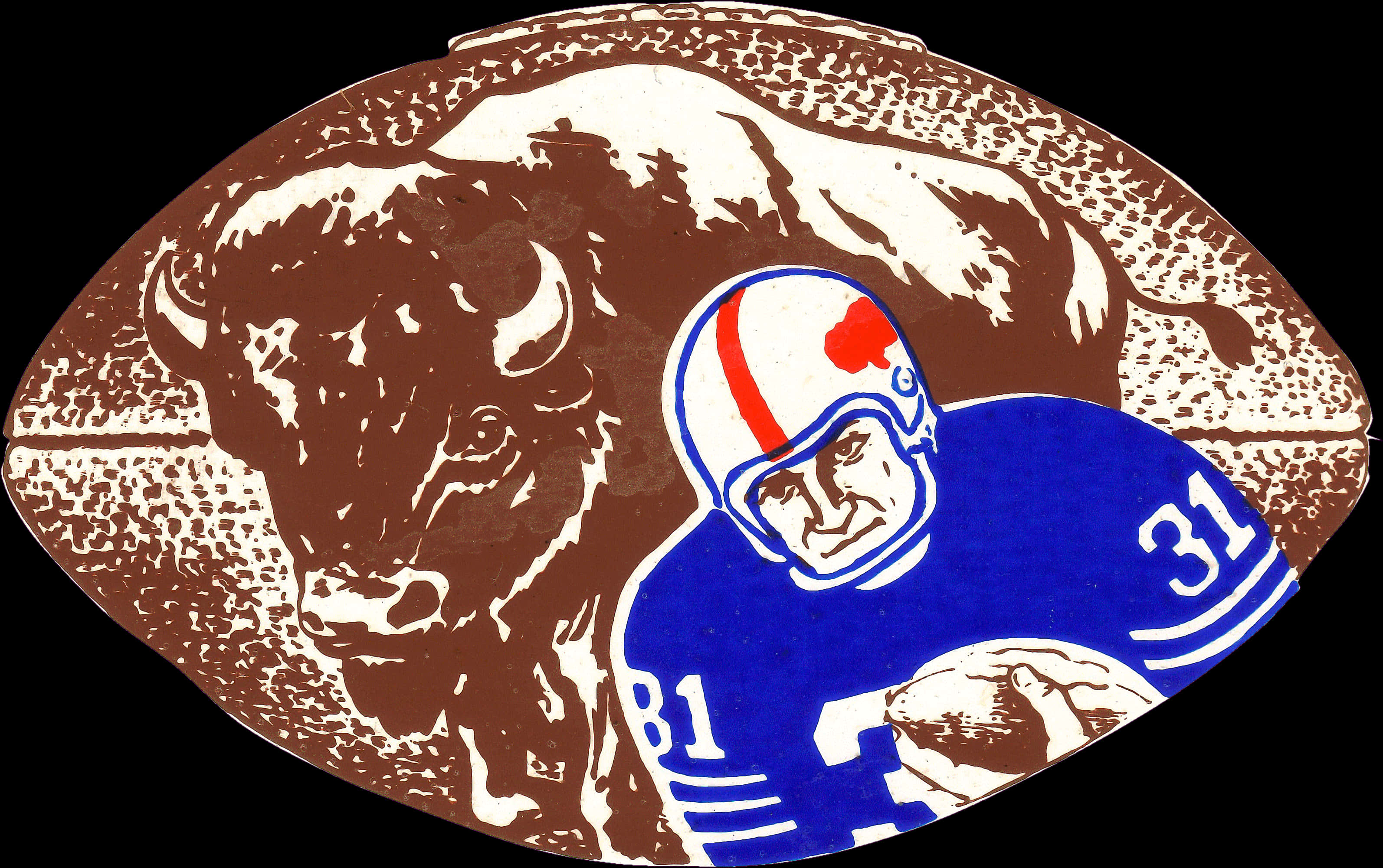 Vintage Football Playerand Buffalo Illustration