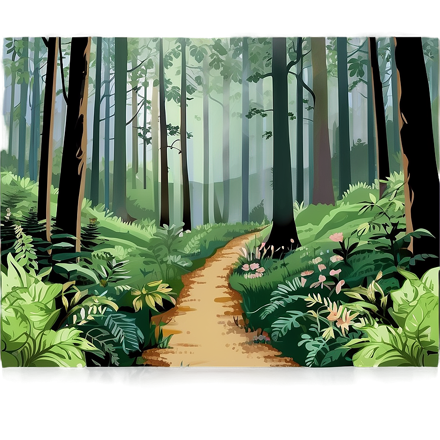 Vintage Forest Path Clipart Png 8