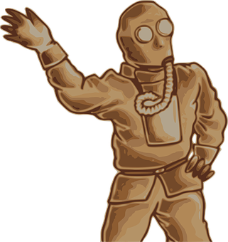 Vintage Gas Mask Suit Illustration