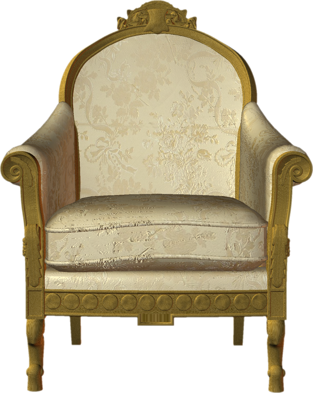 Vintage Golden Armchair Photoshop Asset