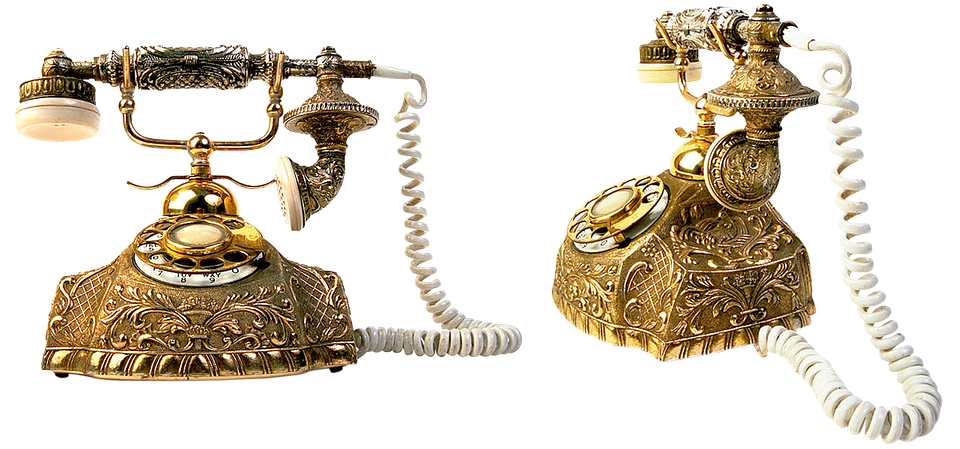 Vintage Golden Telephone Pair