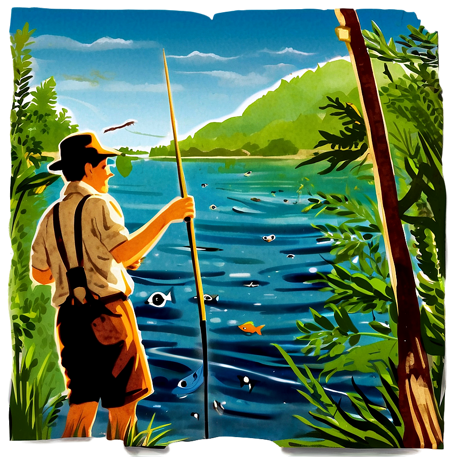 Vintage Gone Fishing Poster Png Mrq