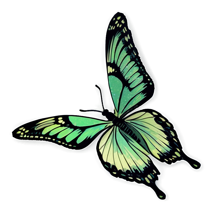 Vintage Green Butterfly Png Jxn